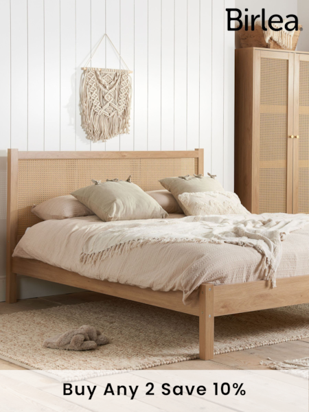 Birlea Oak Croxley Wooden Rattan Bed (E65591) | £350 - £380