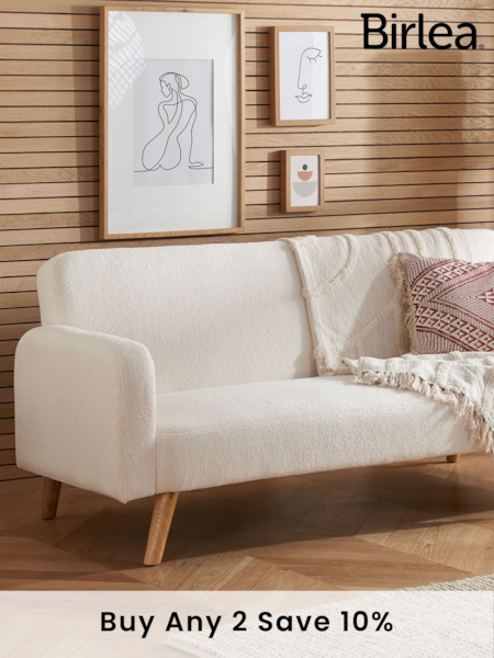 Birlea White Micah Upholstered Boucle Sofa Bed (E65604) | £275