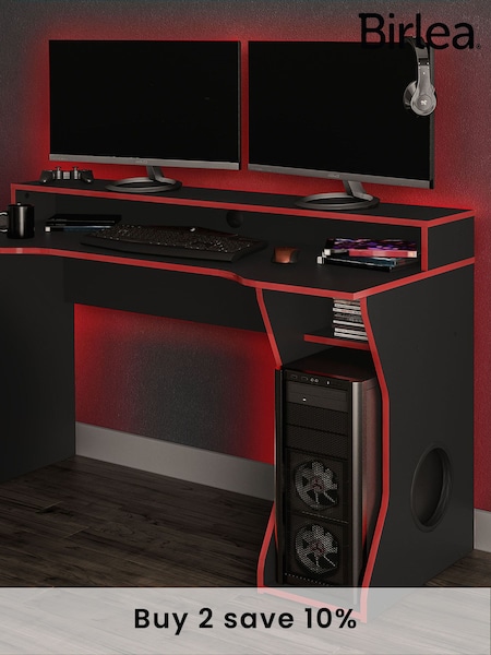 Birlea Black Red Enzo Gaming Computer Desk (E65606) | £163