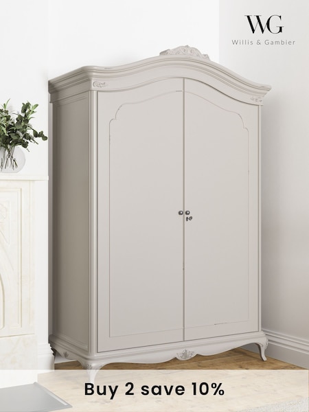 Willis & Gambier Grey Etienne Wooden Double, 1 Drawer Wardrobe (E65608) | £2,320