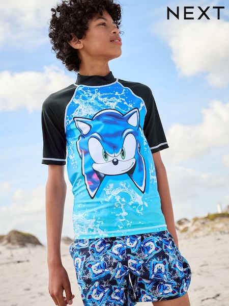 Blue Sonic Rash Vest (3-16yrs) (3-16yrs) (E65686) | £11 - £19