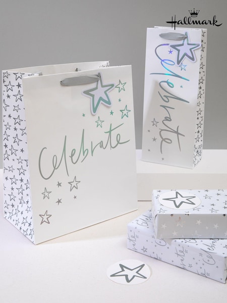 Hallmark White Celebration Gift Bag, Bottle Bag And Gift Wrap Set (E65787) | £9