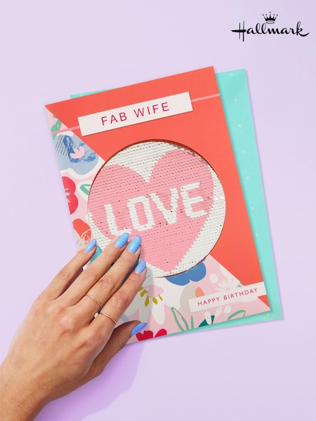 Hallmark Pink Birthday Card for Wife Reversible Sequin Design (E65794) | £4.50