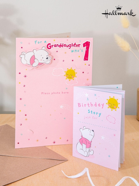 Hallmark Pink Granddaughter Winnie The Pooh 1st Birthday Card (E65804) | £4