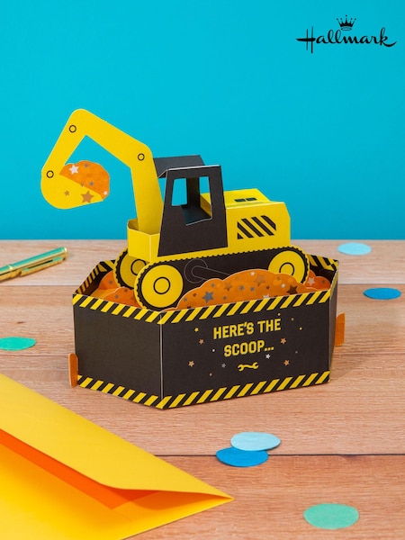 Hallmark Yellow Kids Birthday Card 3D Pop-Up Digger Design (E65806) | £5.50