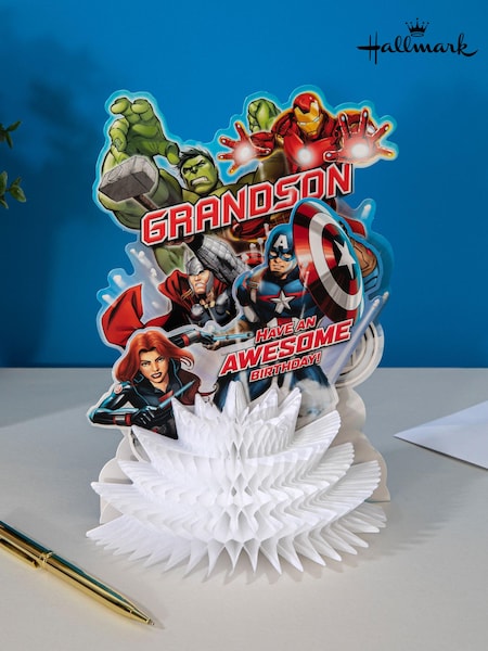 Hallmark Multi Birthday Card for Grandson 3D Marvel Avengers (E65809) | £4.50