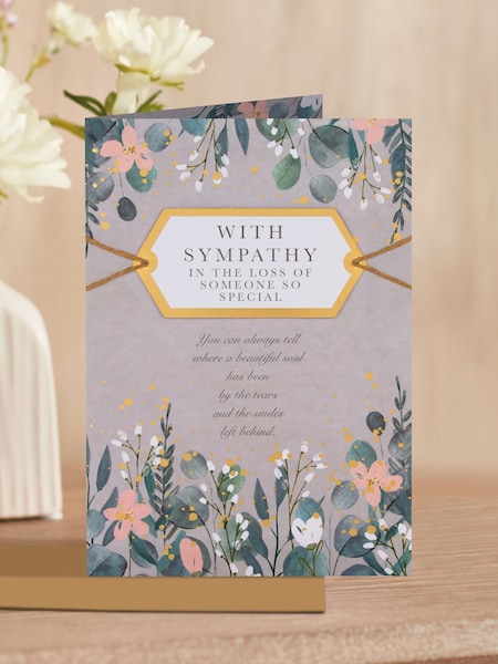 Hallmark Grey Sympathy Card Floral Design with Heartfelt Verse (E65812) | £4