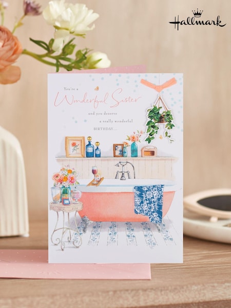 Hallmark Multi Birthday Card for Sister Bath Illustration (E65822) | £4
