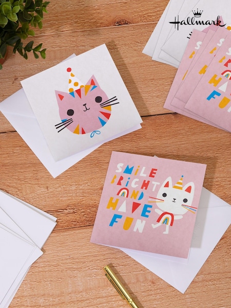 Hallmark 10 Pack Multi Kids Birthday Cards In 2 Cute Cat Designs (E65826) | £4