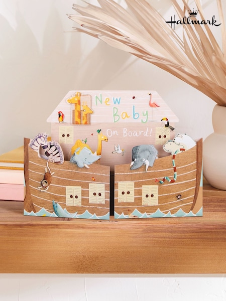 Hallmark Multi Baby Congratulations Card 3D Fold-Out Animal Ark (E65828) | £4