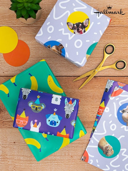 Hallmark Multi Gift Wrap 6 Sheets 6 Tags 3 Fun Designs Set (E65847) | £6