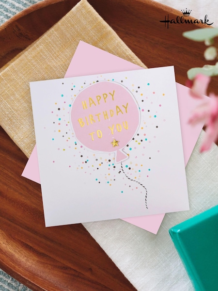 Hallmark Pink Birthday Card 3D Effect Balloon Design (E65858) | £4