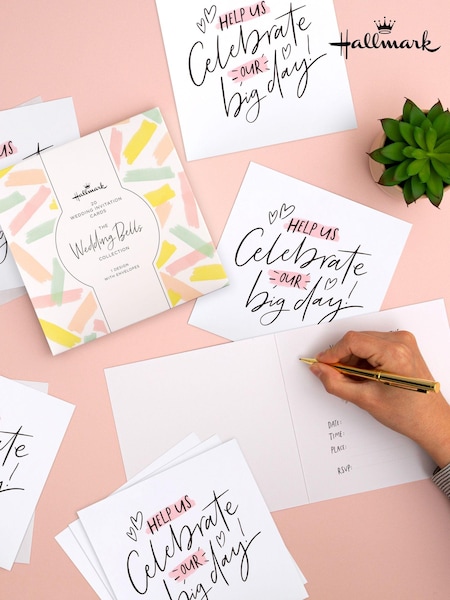 Hallmark White Wedding Invitation In 1 Cute Design Cards 20 Pack (E65869) | £8