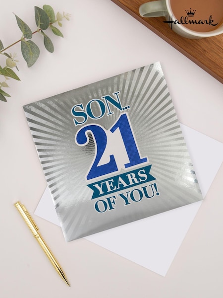 Hallmark Multi 21st Birthday Card for Son Holographic Design (E65874) | £4