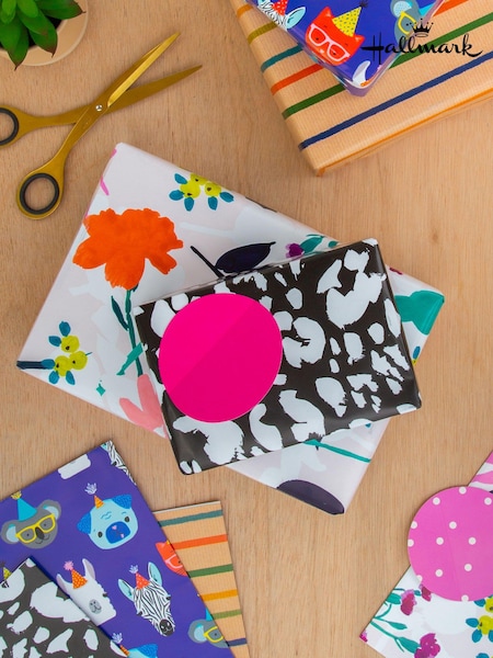 Hallmark Multi Gift Wrap 8 Sheets 8 Tags 4 Assorted Designs Set (E65876) | £10