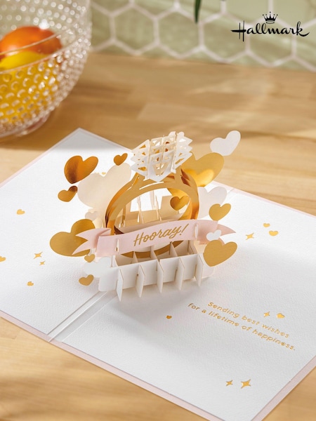 Hallmark Pink Engagement Card 3D Pop-Up Ring Celebration Design (E65879) | £5.50
