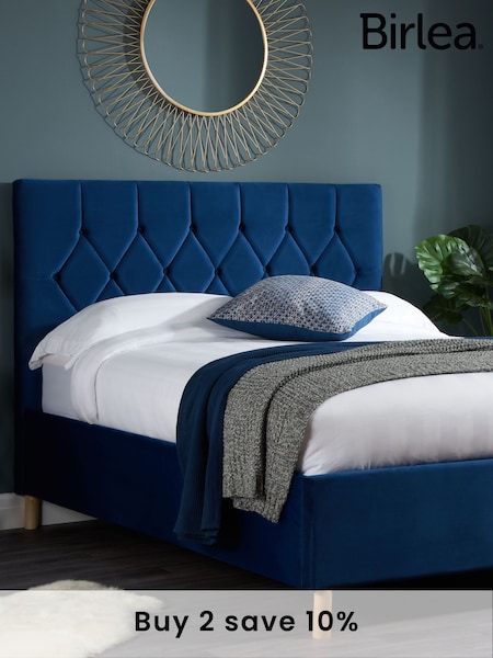 Birlea Blue Loxley Upholstered Fabric End Lift Ottoman Storage Bed (E65886) | £430 - £480