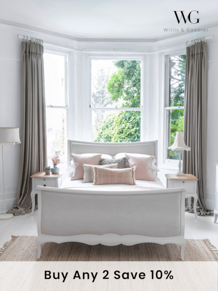 Willis & Gambier White Amelie Wooden & Upholstered Bed (E65889) | £1,400 - £1,630
