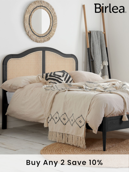 Birlea Black Leonie Wooden Rattan Bed (E65893) | £640 - £750