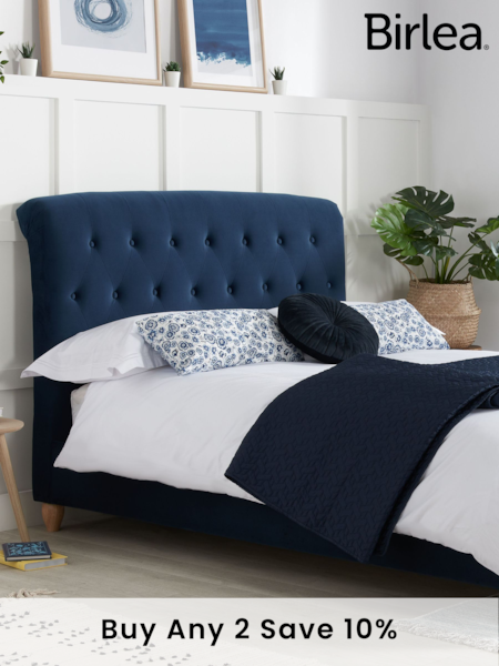 Birlea Midnight Blue Brompton Upholstered Fabric Bed (E65898) | £380 - £430