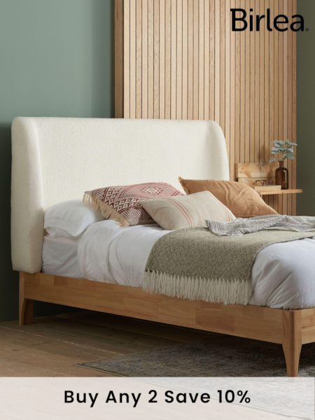 Birlea White Halfden Boucle & Wooden Bed (E65901) | £350 - £380