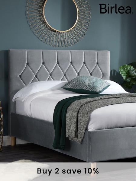 Birlea Grey Loxley Upholstered Fabric End Lift Ottoman Storage Bed (E65902) | £430 - £480