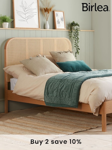 Birlea Oak Margot Wooden Rattan Bed (E65903) | £570 - £700
