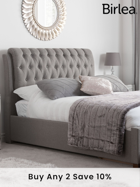Birlea Grey Valentino Upholstered Fabric Bed (E65905) | £540 - £570