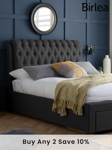 Birlea Charcoal Valentino Upholstered Fabric Bed (E65913) | £540 - £570