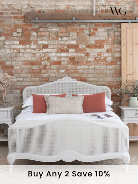 Willis & Gambier Grey Etienne Wooden and Rattan Bed (E65916) | £1,740 - £1,970