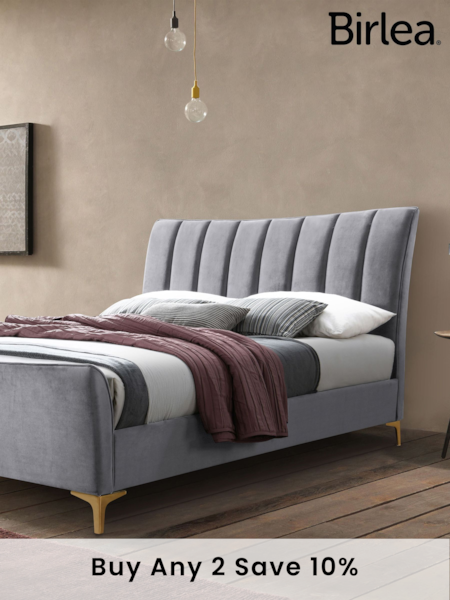 Birlea Grey Clover Upholstered Fabric Bed (E65923) | £440 - £470