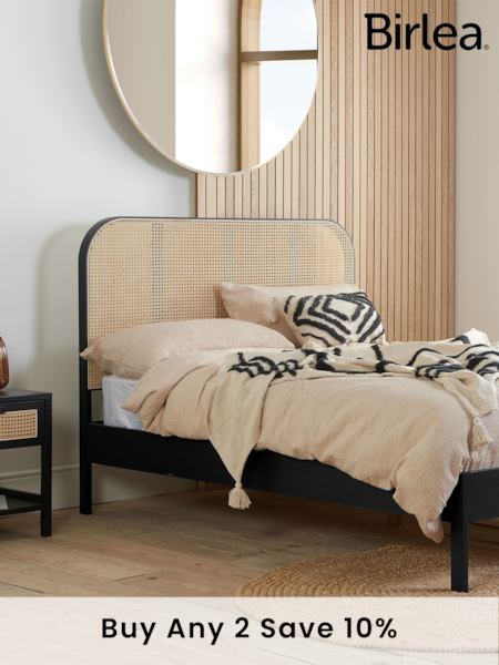 Birlea Black Margot Wooden Rattan Bed (E65924) | £570 - £700