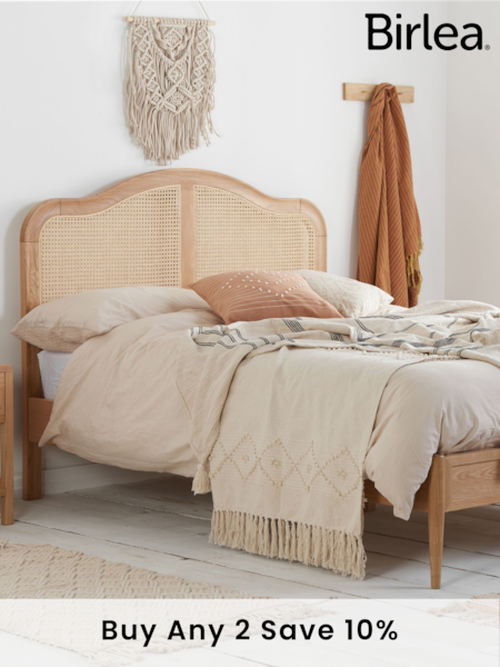 Birlea Oak Leonie Wooden Rattan Bed (E65925) | £640 - £750