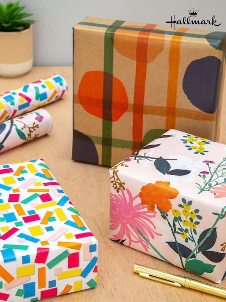 Hallmark Multi Wrapping Paper 3 Rolls x 2M in 3 Bright Designs (E65936) | £10