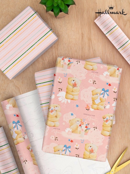 Hallmark Pink Wrapping Paper 3 Rolls x 2M in 2 Designs (E65944) | £9