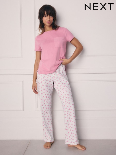 Pink Heart 100% Cotton Short Sleeve Pyjamas (E66020) | £16