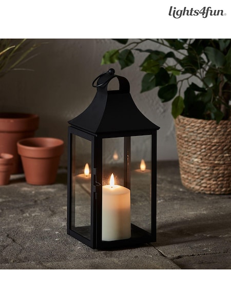 Lights4fun Black 34cm Albury Garden Outdoor Lantern with TruGlow Candle (E66228) | £50
