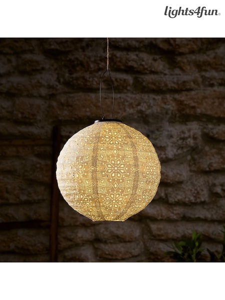 Lights4fun White 30cm Tyvek Solar Outdoor Hanging Lantern (E66250) | £25
