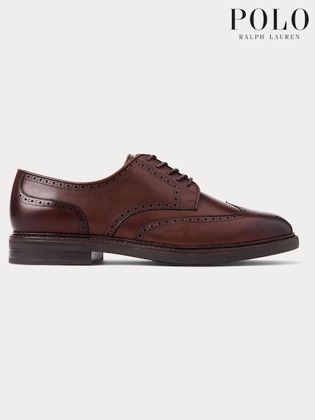 Polo Ralph Lauren Brown Asher Burnished Leather Derby Shoes (E66334) | £190