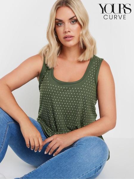 Yours Curve Green Studded Front Panel Vest (E66366) | £27