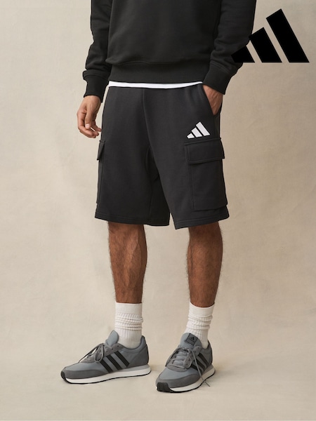 adidas Black Essentials Feel Cozy French Terry Cargo Shorts (E66418) | £33