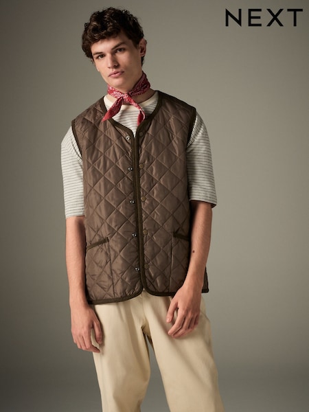 Brown Diamond Quilt Gilet (E66498) | £50