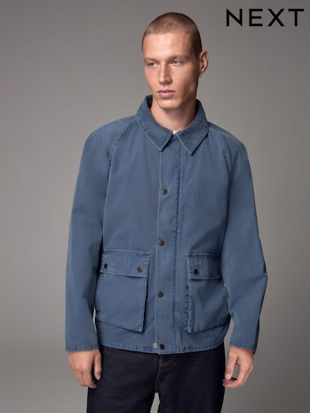 Blue 100% Cotton Cord Collar Field Jacket (E66539) | £70