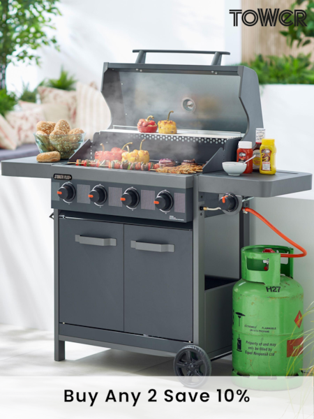 Tower Black Stealth Plus Four Burner BBQ (E66612) | £525