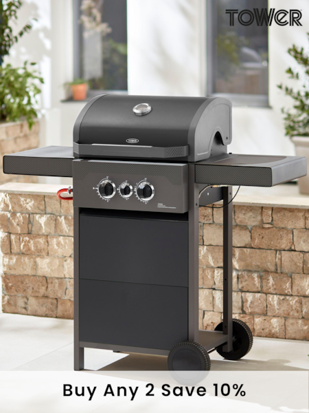 Tower Black Stealth 2000 Two Burner BBQ (E66613) | £300