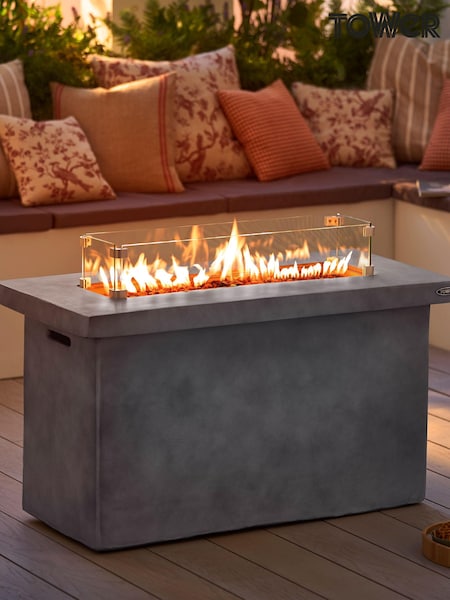 Tower Grey Magna Rectangular Gas Garden Fire Pit (E66615) | £700
