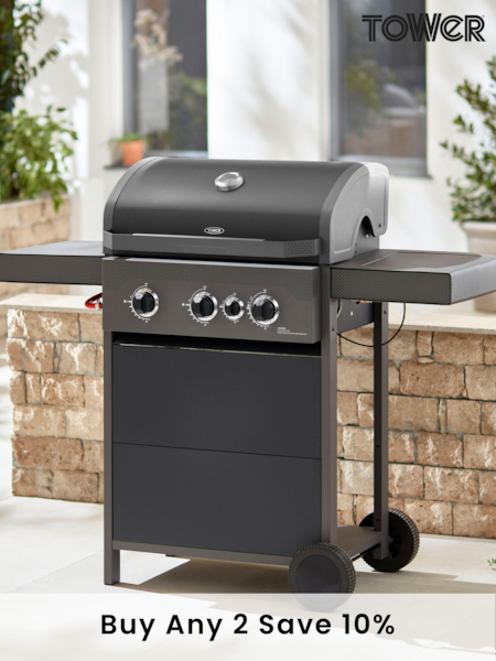 Tower Black Stealth 3000 Three Burner BBQ (E66619) | £350