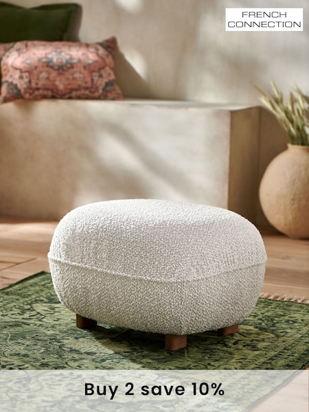 French Connection Cream Loop Boucle Jaivik Footstool (E66660) | £225