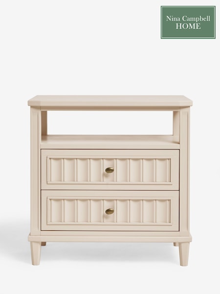 Nina Campbell Putty Willis 2 Drawer Wide Bedside Table (E66698) | £399
