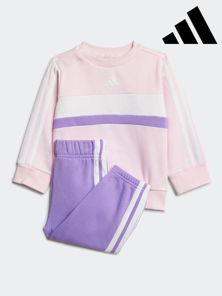 adidas Pink Infant Essentials Tiberio 3 Stripe Tracksuit (E66835) | £33
